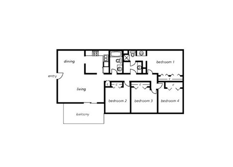 4 bedroom 2 bathroom floor plan at The View At Catalina Apartments in Tucson, AZ